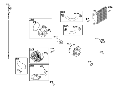 Lubrication Group Diagram and Parts List for 54E177-0011-J1  Briggs and Stratton Engine